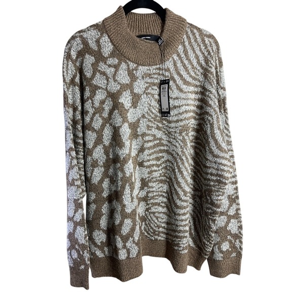 Vero‎ Moda Animal Print Knit Pullover Sweater Brown Zebra Leopard EU XL - Picture 1 of 6